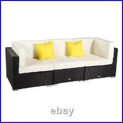 3 PCS Patio Furniture Sectional Sofa Set Outdoor Rattan Wicker Cushioned Couch