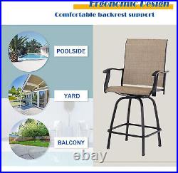 3 PCS Patio Swivel Bar Sets Textilene High Bistro Sets, 2 Bar Stools &1 Bar Table