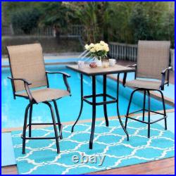 3 PCS Patio Swivel Bar Sets Textilene High Bistro Sets, 2 Bar Stools &1 Bar Table