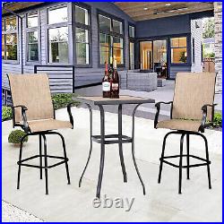 3 PCS Patio Swivel Bar Sets Textilene High Bistro Sets, 2 Bar Stools &1 Bar Table