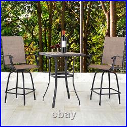 3 PCS Patio Swivel Bar Sets Textilene High Bistro Sets, 2 Bar Stools &1 Bar Table