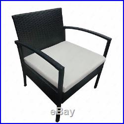 3 PCS Rattan Sofa Wicker Furniture Table & Chair Set Cushioned Patio Outdoor