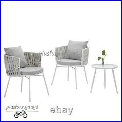 3 PCS Rattan Wicker Table Chair Set Outdoor Garden Coffee Office Leisure Seating