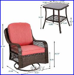 3 PCS Swivel Rocker Patio Garden Furniture Sectional Sofa Rattan Chair Wicker US