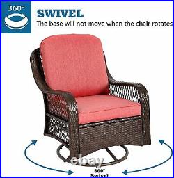 3 PCS Swivel Rocker Patio Garden Furniture Sectional Sofa Rattan Chair Wicker US