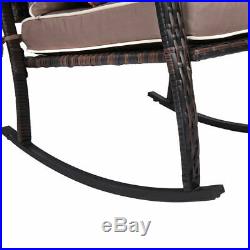 3 PC Patio Rattan Wicker Furniture Set Rocking Chair Coffee Table Cushions New