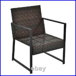 3 PC Rattan Wicker Furniture Table Chair Sofa Cushioned Patio Outdoor Gardening