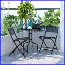 3 Pcs Bistro Set Garden Backyard Table Folding Chairs Outdoor Patio Furniture