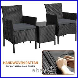 3 Pcs Patio Furniture Set PE Rattan Wicker Chairs Conversation Set with Table