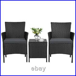 3 Pcs Patio Furniture Set PE Rattan Wicker Chairs Conversation Set with Table
