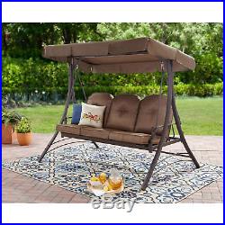 3-Person Canopy Porch Swing Bed Outdoor Chair Seats Patio Backyard Garden Steel