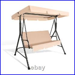 3-Person Outdoor Patio Swing Chair Hanging Swing Glider with Removable Cushion