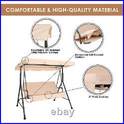 3-Person Outdoor Patio Swing Chair Hanging Swing Glider with Removable Cushion