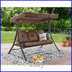 3 Person Outdoor Porch Swing With Canopy Patio Hammock Seat Bench Modern Deck