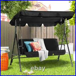 3-Person Outdoor Swing Chair Patio Hanging Bench With Canopy & Removable Cushion
