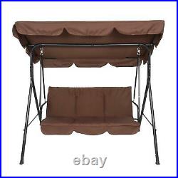 3-Person Outdoor Swing Chair Patio Hanging Garden Bench Canopy Removable Cushion