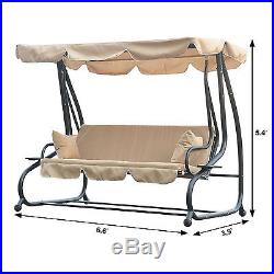 3 Person Outdoor Swing Seat Patio Hammock Furniture Bench Yard Loveseat WithCanopy