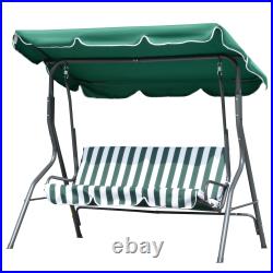 3-Person Patio Swing Chair, Outdoor Canopy Swing with Adjustable Shade & Cushion