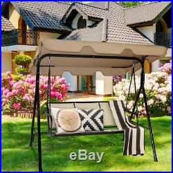 3 Person Patio Swing Outdoor Canopy Awning Yard Furniture Hammock Steel
