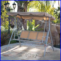 3-Person Patio Swing Outdoor Canopy Tilt Awning Yard Furniture Hammock Steel NEW