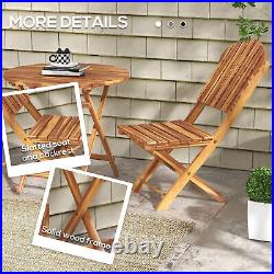 3-Piece Acacia Wood Bistro Set, Foldable Bistro Table and Chairs