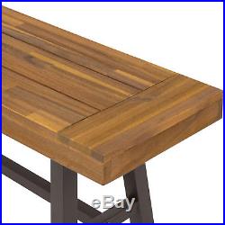 3 Piece Acacia Wood Picnic Style Outdoor Dining Table Furniture