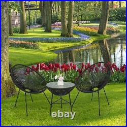 3-Piece All-Weather Patio Acapulco Bistro Furniture Set Coffee Side Table Chairs