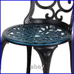 3 Piece Bistro Set Black Outdoor Patio Porch Accent Tea Coffee Table 2 Chairs