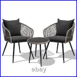 3 Piece Bistro sets Wicker Patio Balcony Chair Set Outdoor Rattan Conversation