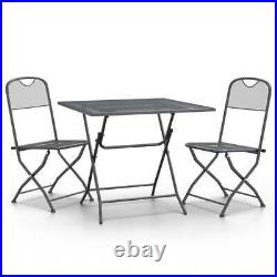 3 Piece Garden Dining Set Expanded Metal Mesh Anthracite