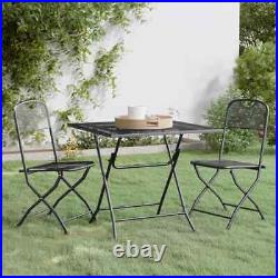 3 Piece Garden Dining Set Expanded Metal Mesh Anthracite