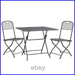 3 Piece Garden Dining Set Expanded Metal Mesh Anthracite