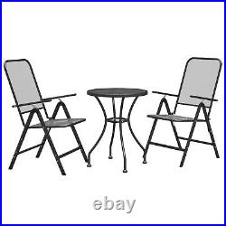 3 Piece Garden Dining Set Expanded Metal Mesh Anthracite