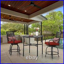 3 Piece Ourdoor Bistro Set Patio Chairs Set of 2 Swivel Bar Chairs Height Table