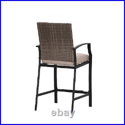 3 Piece Outdoor Bistro Sets Bar Stools Height with Coffee Table Patio Bar Chairs
