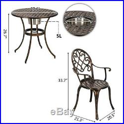 3-Piece Outdoor Cast Aluminum Patio Bistro Set Patio Furniture Table Chair Set
