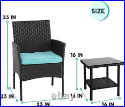 3 Piece Outdoor Furniture Set Patio Wicker Chairs Furniture Bistro Conversation