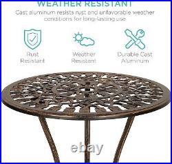 3-Piece Outdoor Rust-Resistant Cast Aluminum Patio Bistro Set withTulip Design