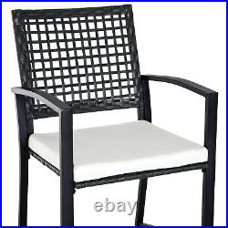 3 Piece Outdoor Table and Chair Rattan High Top Bistro Set for Paito Balcony Bar