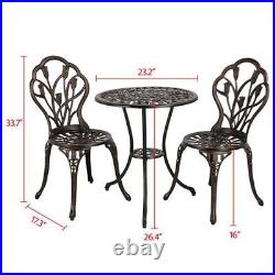 3-Piece Patio Bistro Furniture Set Outdoor Garden Table Chair with Umbrella Hole