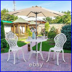 3 Piece Patio Bistro Furniture Set Outdoor Garden Table Set with Umbrella Hole