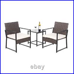 3 Piece Patio Bistro Set Outdoor Furniture Table & Chairs Rattan Conversation