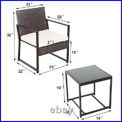 3 Piece Patio Bistro Set Outdoor Furniture Table & Chairs Rattan Conversation