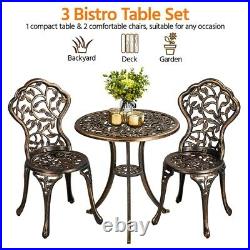 3 Piece Patio Bistro Table Set Outdoor Metal Furniture Set Bistro Dining Set