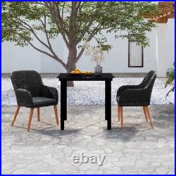 3 Piece Patio Dining Set with Cushions Black