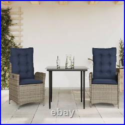 3 Piece Patio Dining Set with Cushions Gray Poly Rattan J9D9