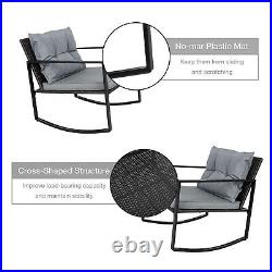 3 Piece Patio Furniture Set Rattan Wicker Rocking Chair Conversation Set Garden