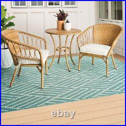 3 Piece Patio Furniture Wicker Outdoor Table Chair Garden Set With Cushion Porch