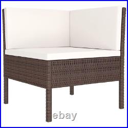 3 Piece Patio Lounge Set with Cushions Poly Rattan Brown