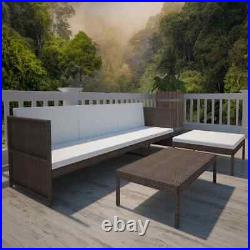 3 Piece Patio Lounge Set with Cushions Poly Rattan Brown #2 DP3